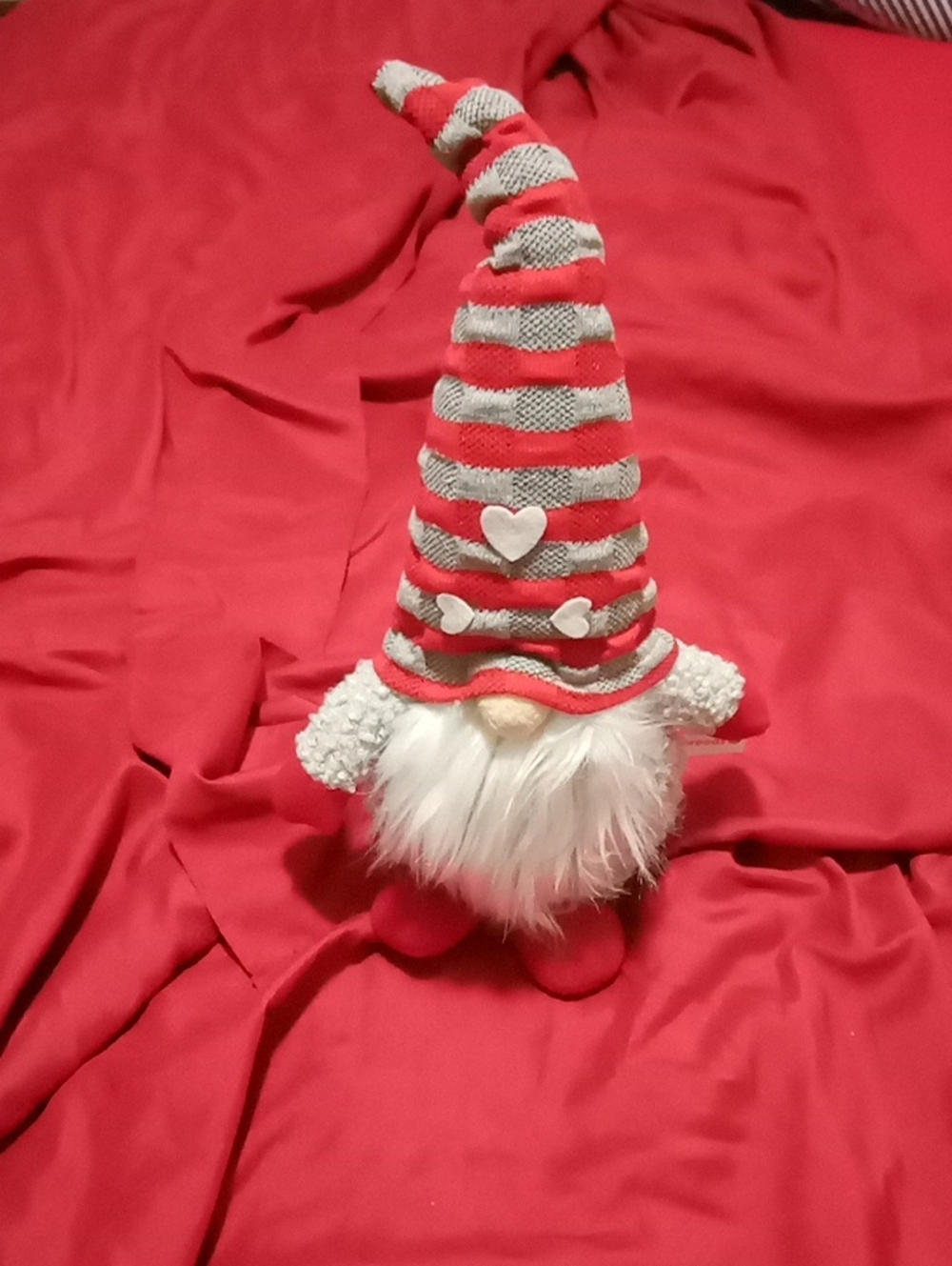 Striped Red & Gray Gnome Plush